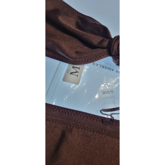SAME LOS ANGELES BIKINY WOMENS Knotted Top And High Weist Bootom M 90's Brown - Picture 3 of 9